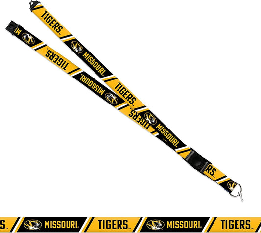 University of Missouri Tigers Lanyard Keychain Double Sided 18 Inch Button Clip Safety Breakaway by Fielders Choice