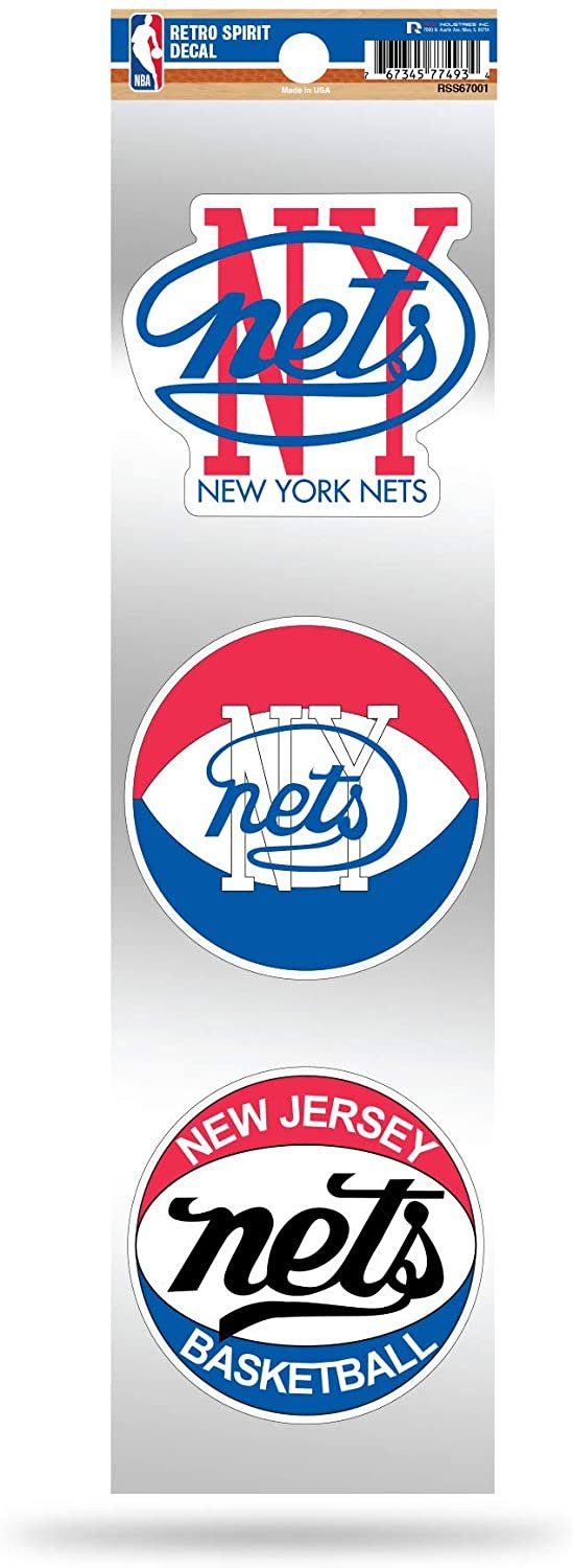 Brooklyn Nets Triple Retro Throwback Spirit Decals Flat Vinyl Auto Home Sticker Sheet Basketball by Fielders Choice