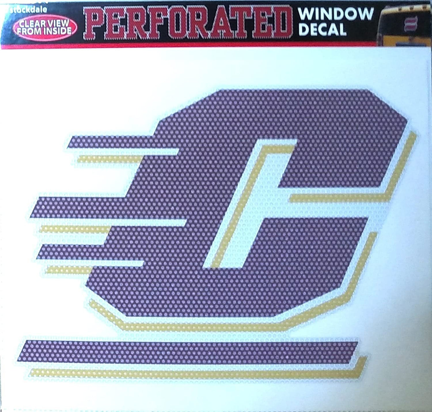 University of Central Michigan Chippewas 8 Inch Preforated Window Film Decal Sticker, One-Way Vision, Adhesive Backing by Fielders Choice