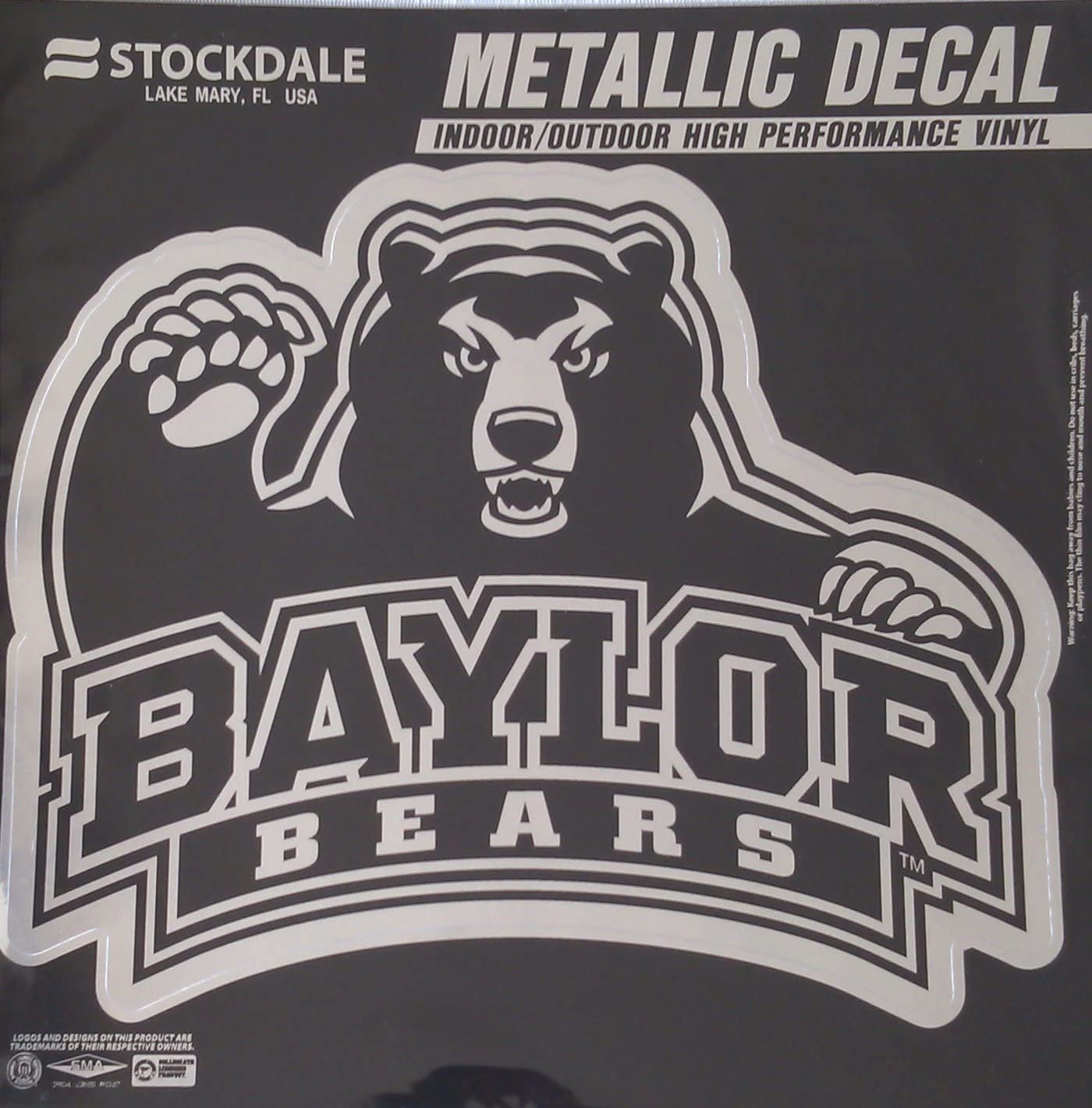 Baylor University Bears 12 Inch Decal Sticker, Metallic Chrome Shimmer Design by Fielders Choice