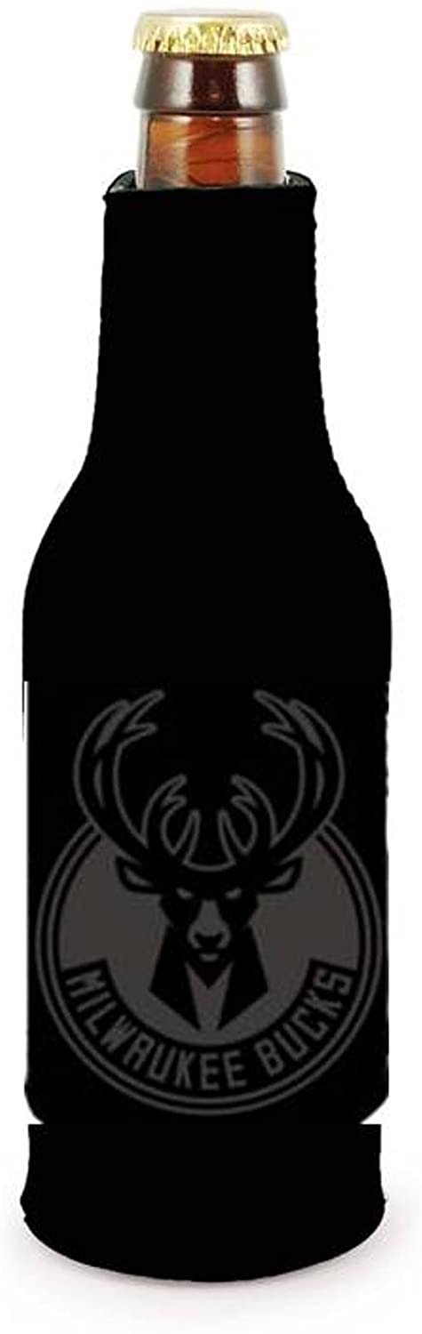 Milwaukee Bucks 2-Pack Zipper Bottle Tonal Black Beverage Insulator Neoprene Holder Cooler Basketball by Fielders Choice