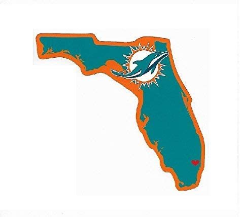 Miami Dolphins 5 Inch Sticker Decal, Home State Design, Flat Vinyl, Full Adhesive Backing by Fielders Choice