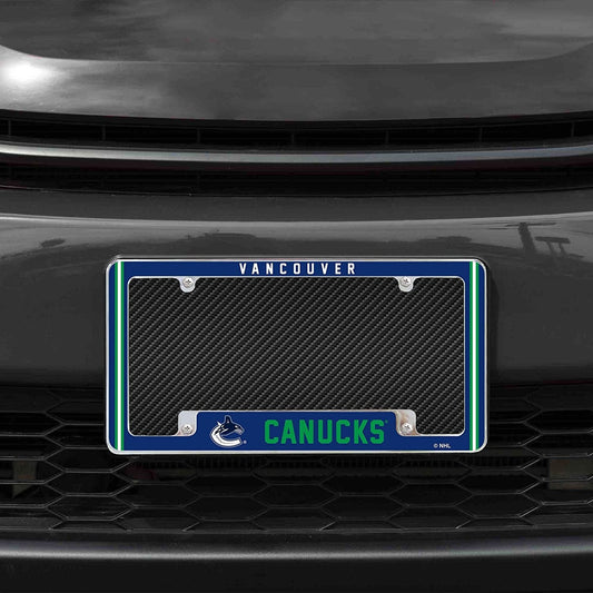 Vancouver Canucks Metal License Plate Frame Chrome Tag Cover Alternate Design 6x12 Inch by Fielders Choice