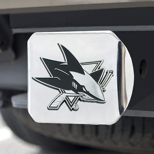 San Jose Sharks Hitch Cover Solid Metal with Raised Chrome Metal Emblem 2" Square Type III by Fielders Choice