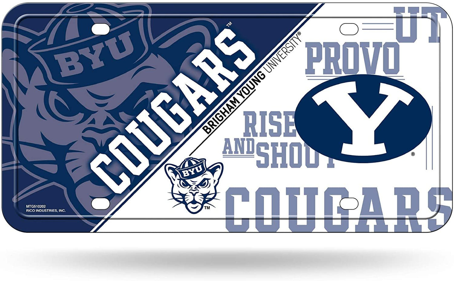 Brigham Young University Cougars BYU Metal Tag License Plate Split Design 6x12 Inch by Fielders Choice