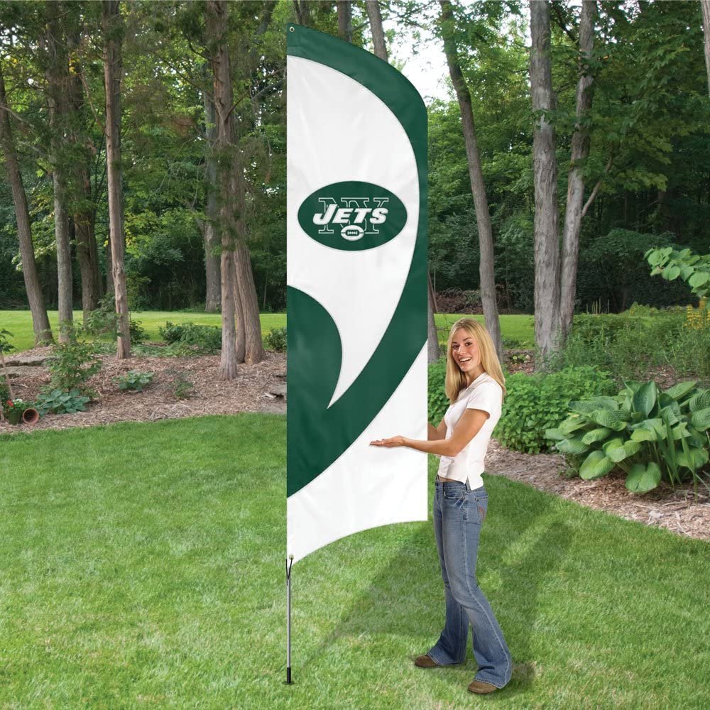 New York Jets Tall Team Flag Tailgating Flag Kit 8.5 x 2.5 feet with Pole by Fielders Choice