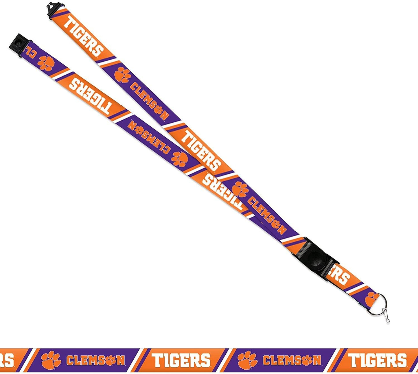 Clemson University Tigers Lanyard Keychain Double Sided 18 Inch Button Clip Safety Breakaway by Fielders Choice