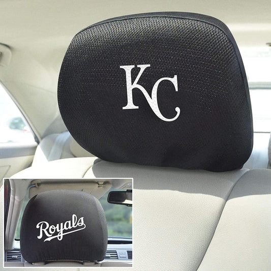 Kansas City Royals Pair Premium Embroidered Auto Head Rest Covers Black Elastic by Fielders Choice