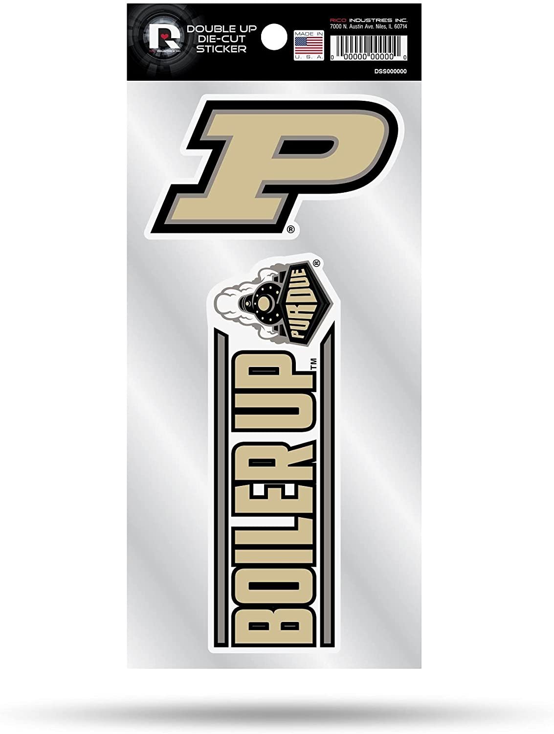 Purdue University Boilermakers 2-Piece Double Up Die Cut Sticker Decal Sheet, 4x8 Inch by Fielders Choice
