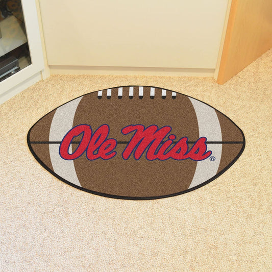 University of Mississippi Ole Miss Rebels Floor Mat Area Rug, 20x32 Inch, Non-Skid Backing, Football Design by Fielders Choice