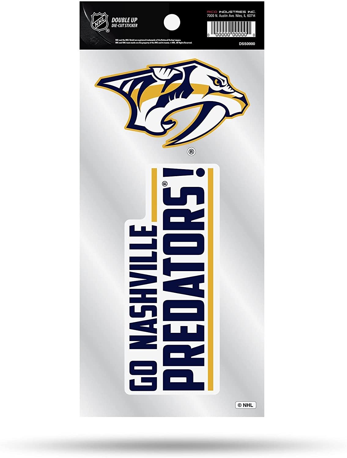 Nashville Predators 2-Piece Double Up Die Cut Sticker Decal Sheet, 4x8 Inch by Fielders Choice