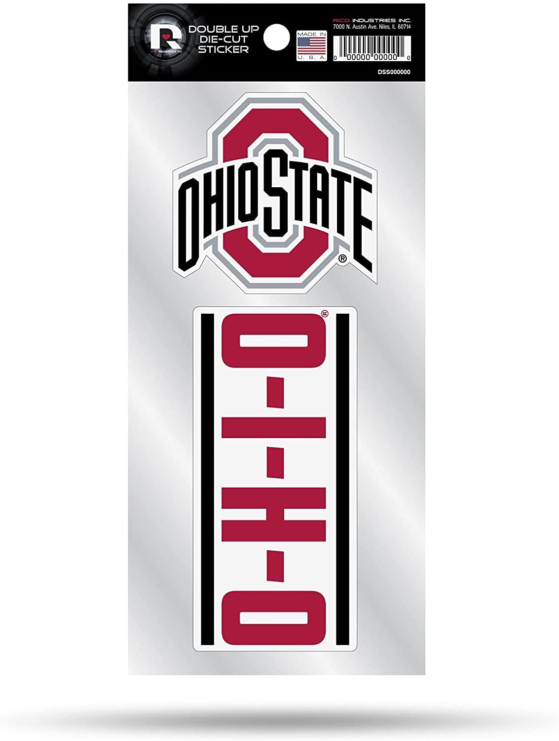 Ohio State University Buckeyes 2-Piece Double Up Die Cut Sticker Decal Sheet, 4x8 Inch by Fielders Choice