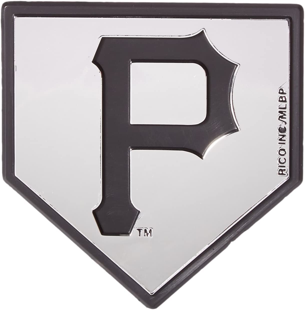 Pittsburgh Pirates Auto Emblem, Silver Chrome Color, Raised Molded Plastic, 3.5 Inch, Adhesive Tape Backing by Fielders Choice