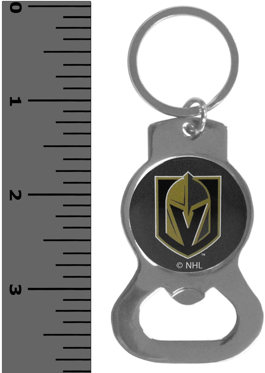 Vegas Golden Knights Premium Solid Metal Bottle Opener Keychain, Silver Key Ring, Team Logo by Fielders Choice