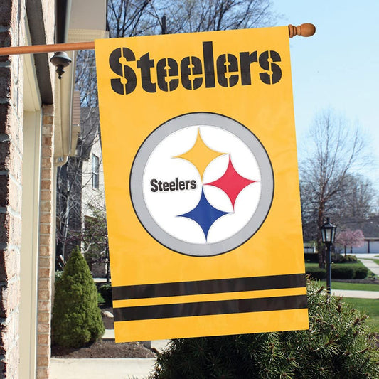 Party Animal Pittsburgh Steelers Banner NFL Flag, Yellow 44" x 28" by Fielders Choice