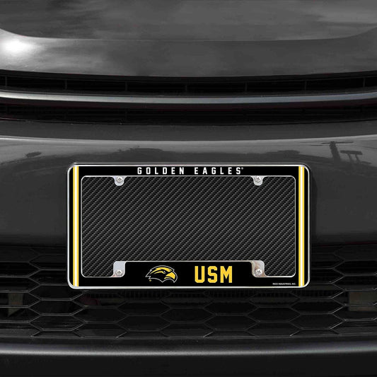 University of Southern Mississippi Golden Eagles Metal License Plate Frame Chrome Tag Cover Alternate Design 6x12 Inch by Fielders Choice