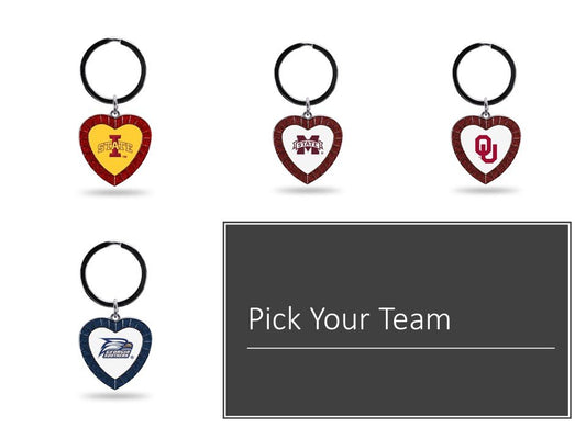 Mississippi State University Bulldogs Keychain Color Rhinestone Heart by Fielders Choice