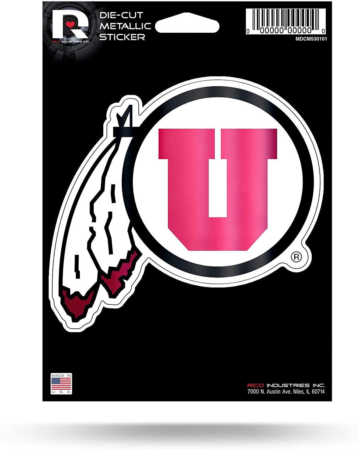 University of Utah Utes 5 Inch Die Cut Shimmer Metallic Decal Sticker Flat Vinyl by Fielders Choice