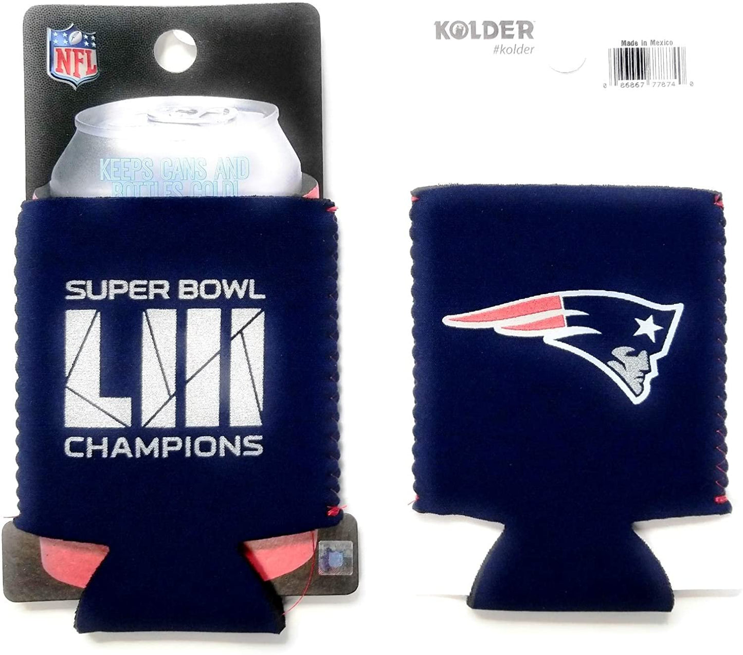 New England Patriots Super Bowl LIII Champions Pair of 12oz Drink Can Cooler Insulated Neoprene Beverage Holder by Fielders Choice