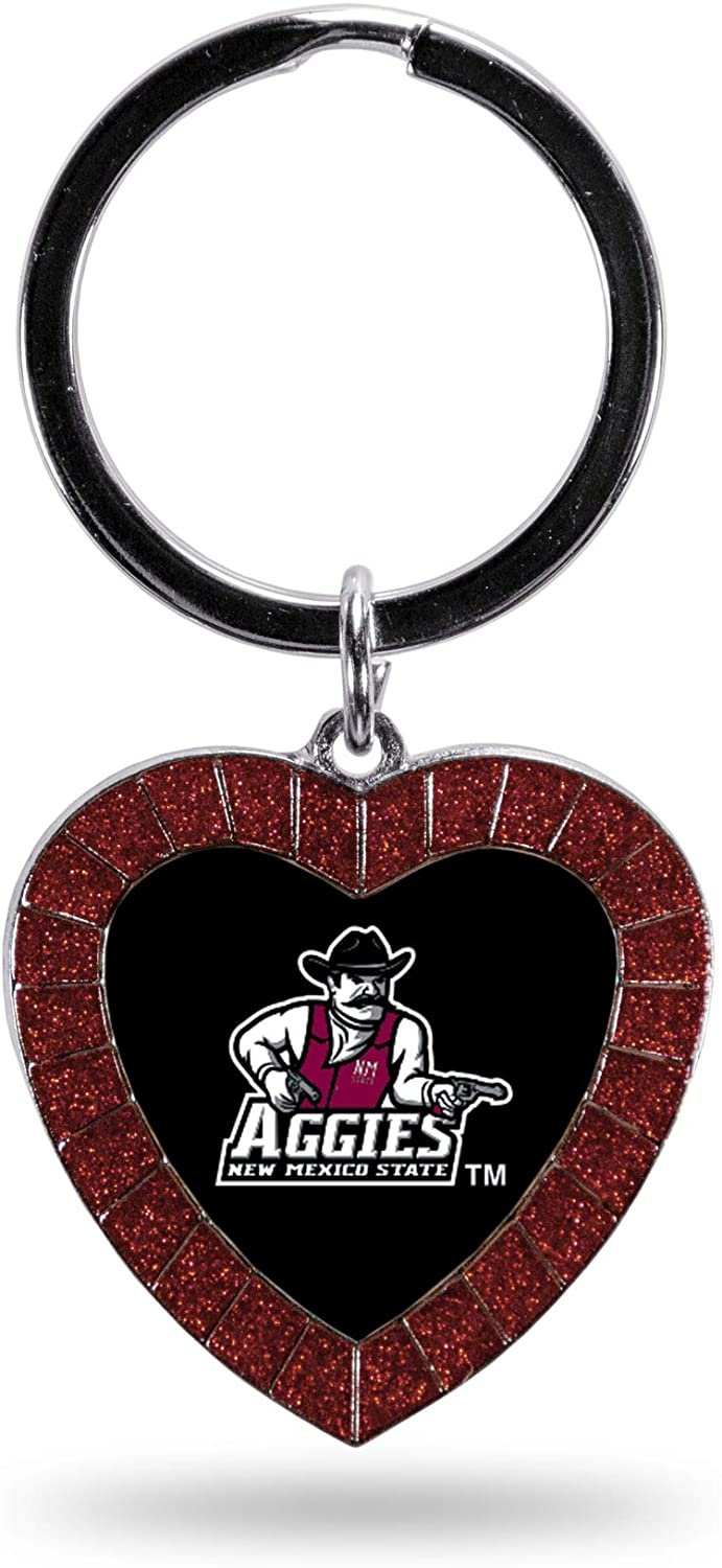 NCAA New Mexico State Aggies NCAA Rhinestone Heart Colored Keychain, Maroon, 3-inches in length by Fielders Choice