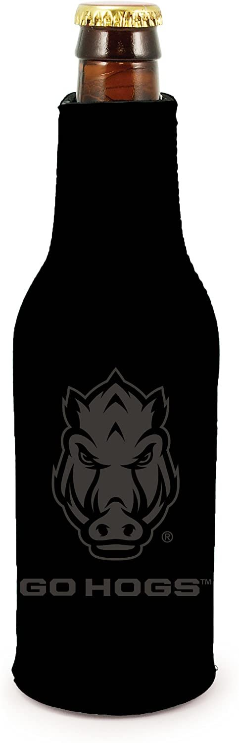 Arkansas Razorbacks 2-Pack Zipper Bottle Tonal Black Beverage Insulator Neoprene Holder Cooler University of by Fielders Choice