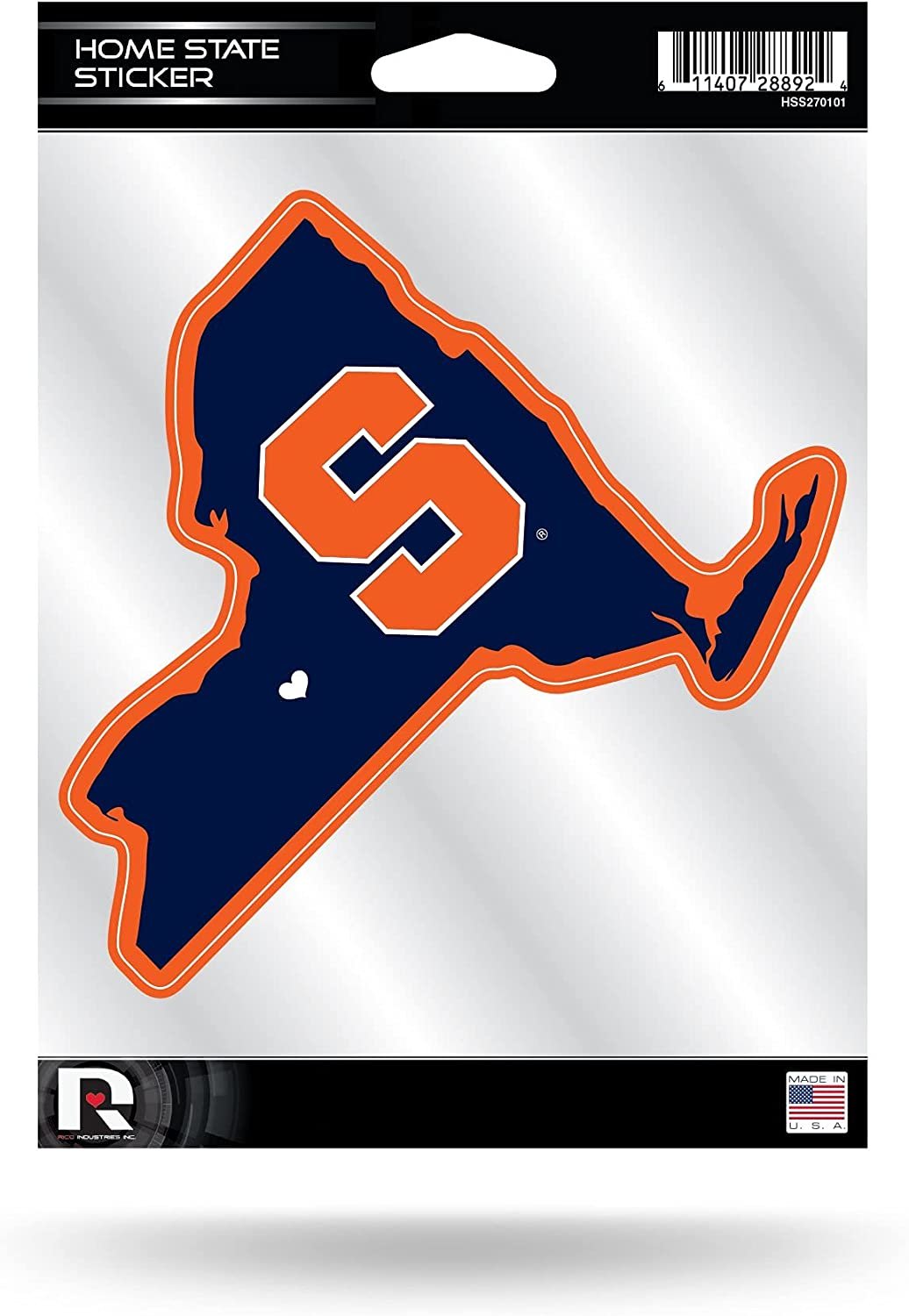 Syracuse University Orange 5 Inch Sticker Decal, Home State Design, Flat Vinyl, Full Adhesive Backing by Fielders Choice