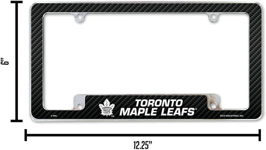 Toronto Maple Leafs Metal License Plate Frame Chrome Tag Cover Carbon Fiber Design 6x12 Inch by Fielders Choice