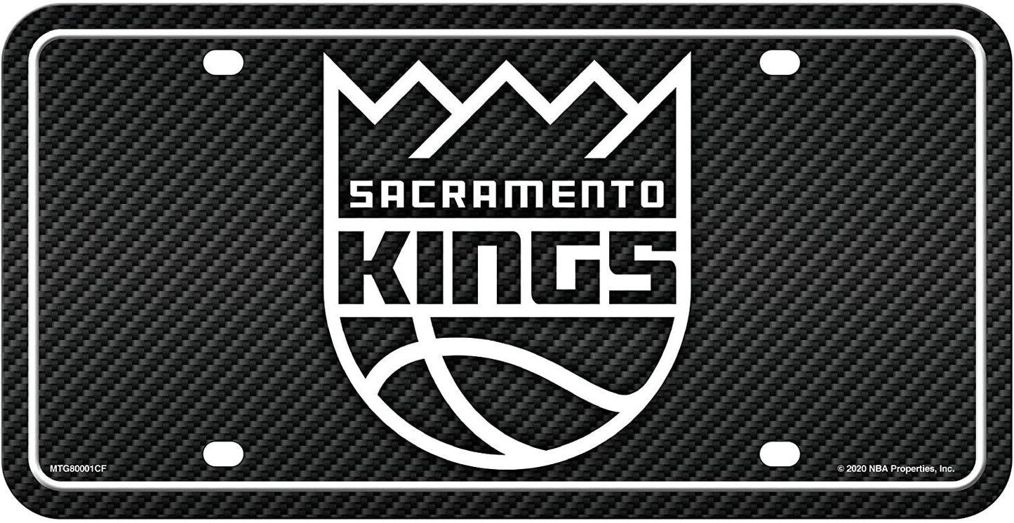 Sacramento Kings Metal Auto Tag License Plate, Carbon Fiber Design, 6x12 Inch by Fielders Choice