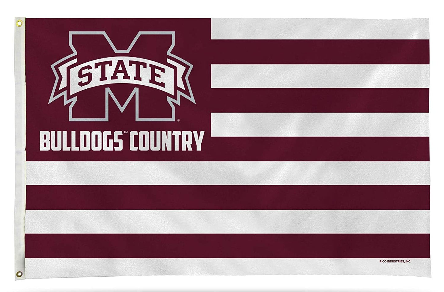 Mississippi State University Bulldogs Premium 3x5 Feet Flag Banner, Stripes Design, Metal Grommets, Outdoor Use, Single Sided by Fielders Choice