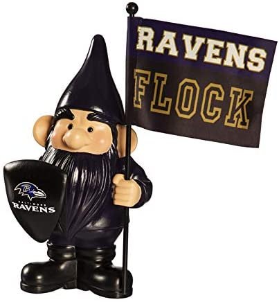 Baltimore Ravens 10 Inch Outdoor Garden Gnome, Includes Team Flag by Fielders Choice