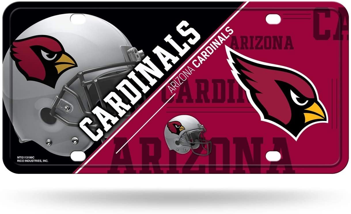 Arizona Cardinals Metal Auto Tag License Plate, Split Design, 6x12 Inch by Fielders Choice