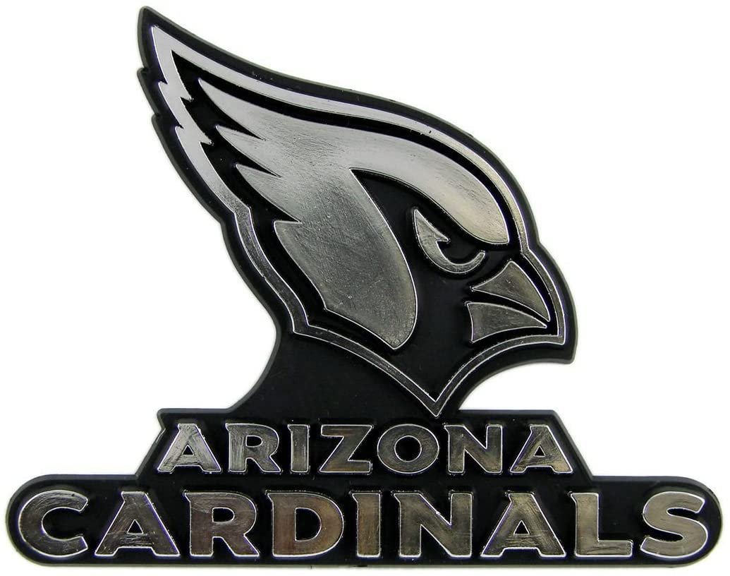 Arizona Cardinals Auto Emblem, Plastic Molded, Silver Chrome Color, Raised 3D Effect, Adhesive Backing by Fielders Choice