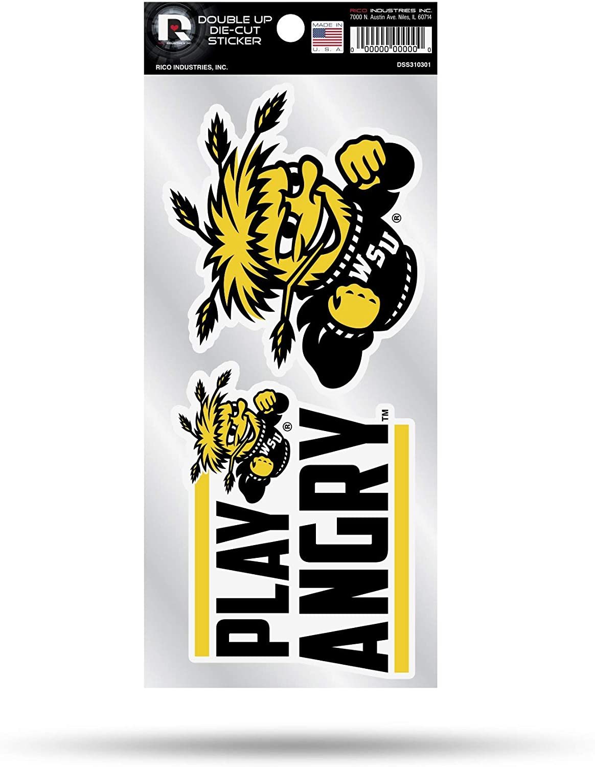 Wichita State University Shockers 2-Piece Double Up Die Cut Sticker Decal Sheet, 4x8 Inch by Fielders Choice