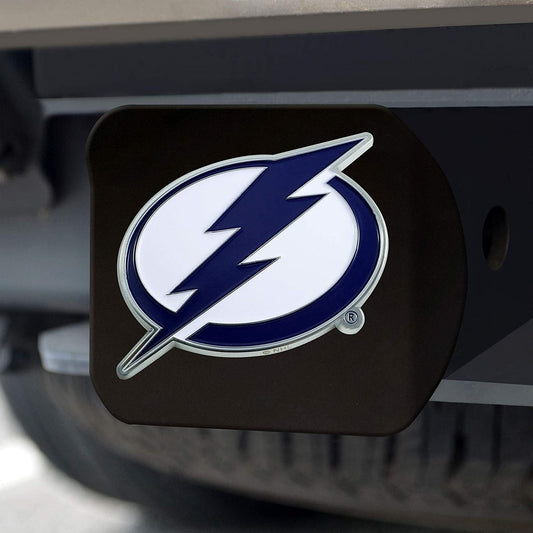 Tampa Bay Lightning Solid Black Metal Hitch Cover with Color Metal Emblem 2 Inch Square Type III by Fielders Choice