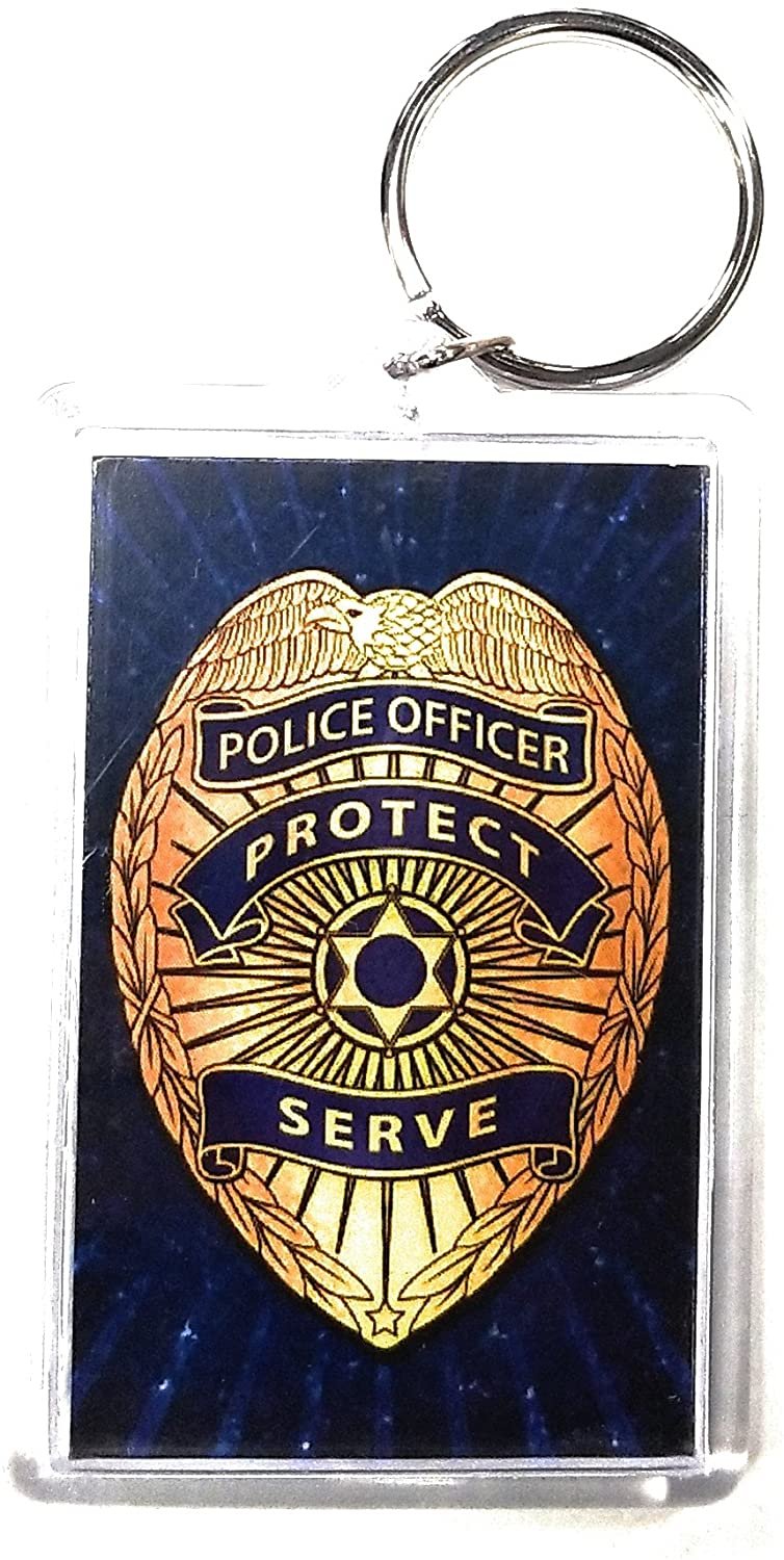 HP Industries Police 2x3 Acrylic Keychain w/1" Keyring Decal Logo Emblem United States US by Fielders Choice