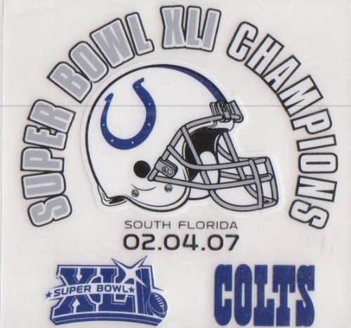 Indianapolis Colts Super Bowl XLI Champions Static Cling Sticker Decal 3x4 Inch by Fielders Choice