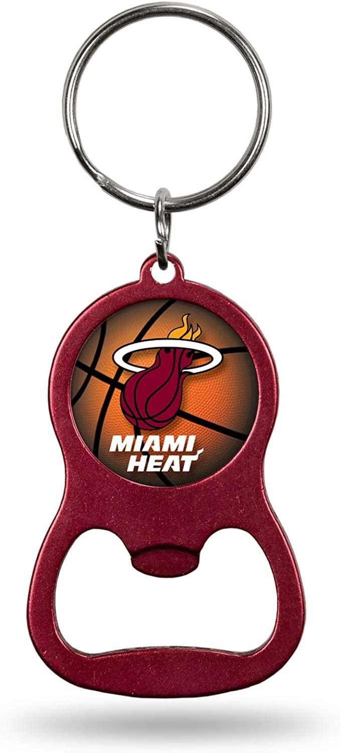 Miami Heat Premium Solid Metal Bottle Opener Keychain, Key Ring, Team Color by Fielders Choice