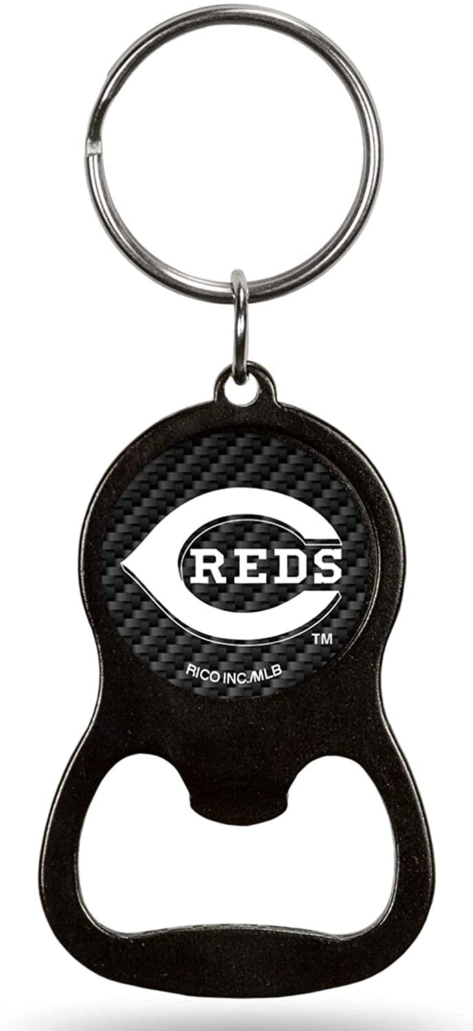 Cincinnati Reds Premium Solid Metal Keychain Bottle Opener, Carbon Fiber Design by Fielders Choice