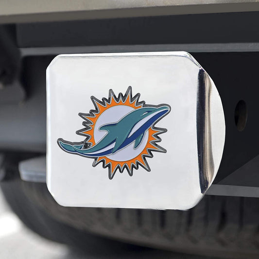 Miami Dolphins Hitch Cover Solid Metal with Raised Color Metal Emblem 2" Square Type III by Fielders Choice