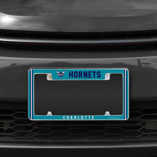 Charlotte Hornets Metal License Plate Frame Chrome Tag Cover Alternate Design 6x12 Inch by Fielders Choice