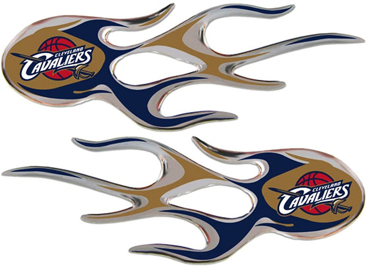 Cleveland Cavaliers 2-Pack Drip Molded Plastic Raised Flame Flames Decal Emblem Sticker Basketball by Fielders Choice
