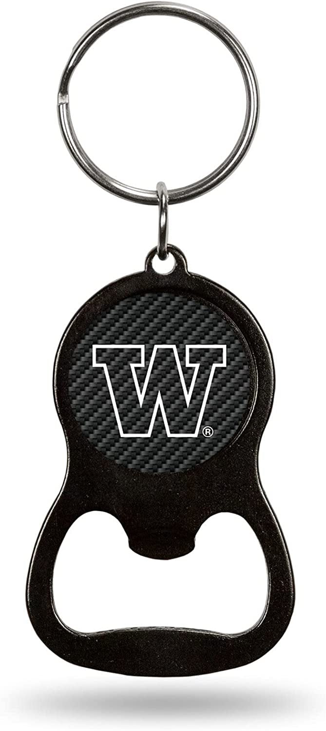 University of Washington Huskies Keychain Bottle Opener Carbon Fiber Design Metal by Fielders Choice