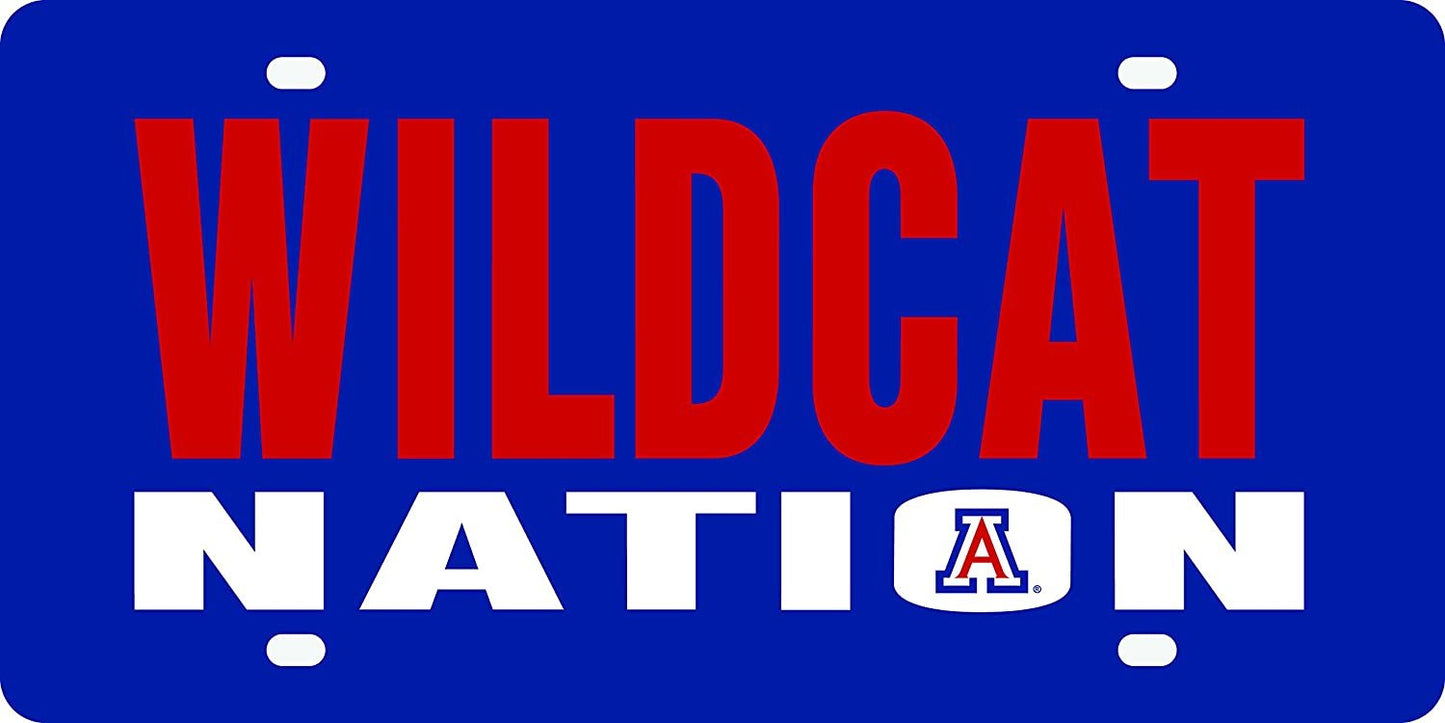 University of Arizona Wildcats Premium Laser Cut Tag License Plate, Nation, Mirrored Acrylic Inlaid, 6x12 Inch by Fielders Choice