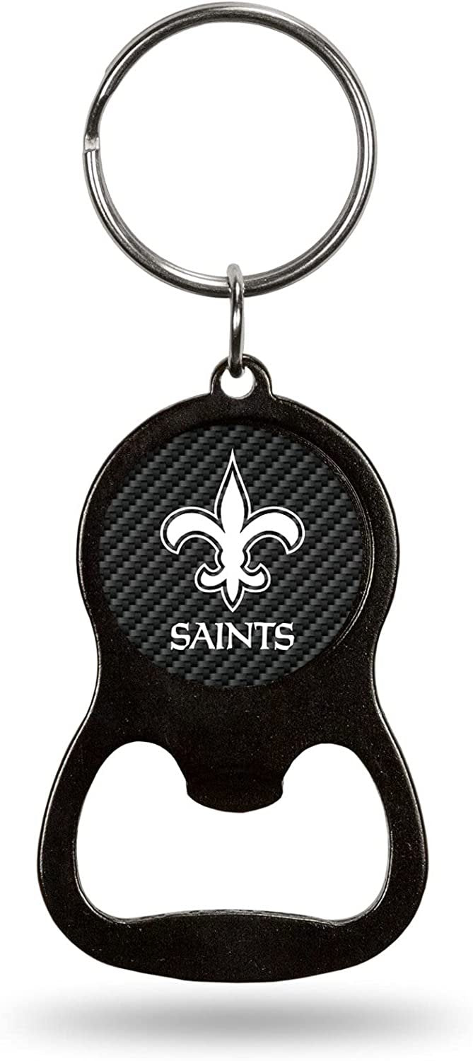 New Orleans Saints Keychain Bottle Opener Carbon Fiber Design Metal Football by Fielders Choice