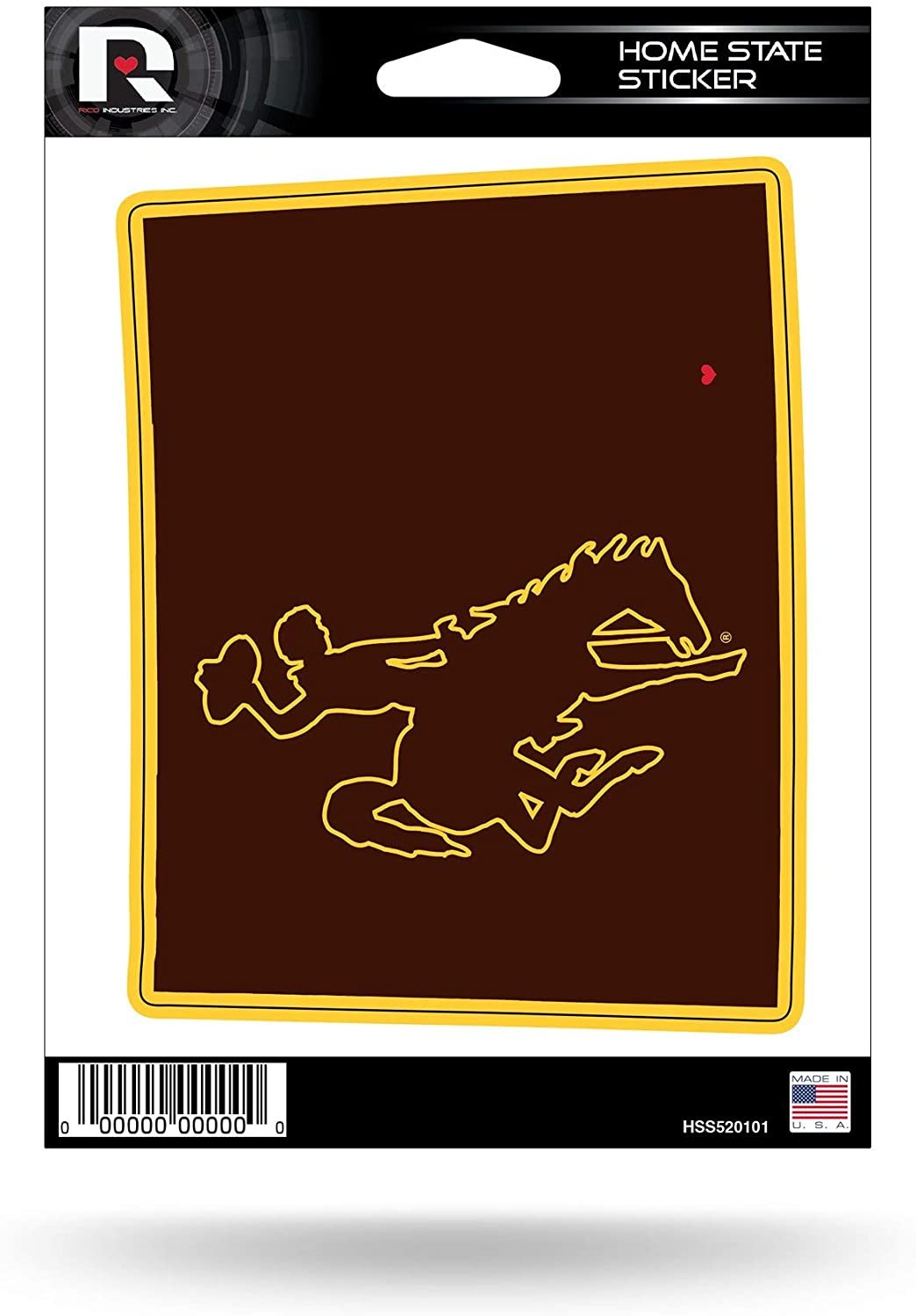 University of Wyoming Cowboys 5 Inch Sticker Decal, Home State Design, Flat Vinyl, Full Adhesive Backing by Fielders Choice