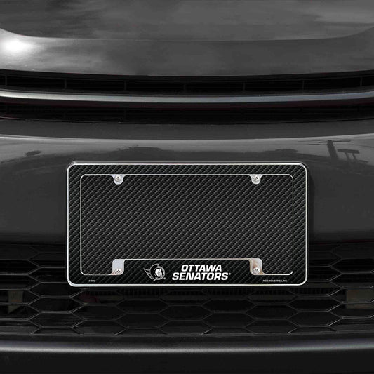 Ottawa Senators Metal License Plate Frame Chrome Tag Cover Carbon Fiber Design 6x12 Inch by Fielders Choice