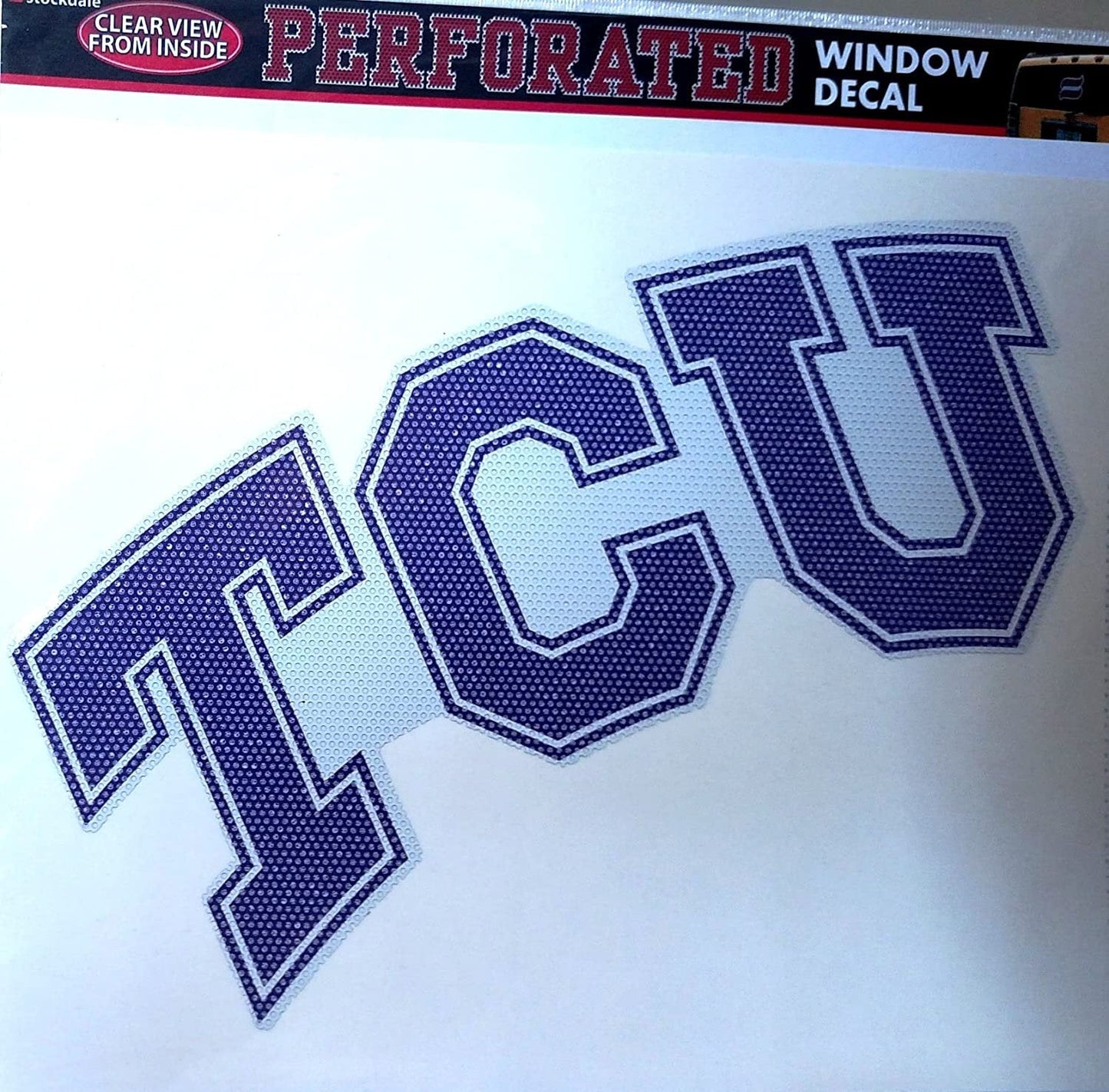 Texas Christian University Horned Frogs TCU 8 Inch Preforated Window Film Decal Sticker, One-Way Vision, Adhesive Backing by Fielders Choice