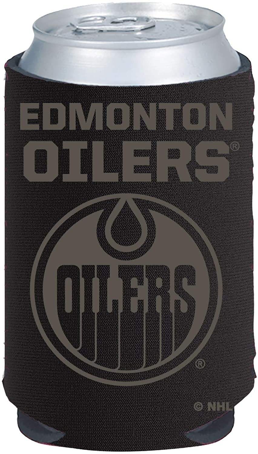 Edmonton Oilers Tonal Black Design 2-Pack 12oz CAN Neoprene Beverage Insulator Holder Cooler Hockey by Fielders Choice