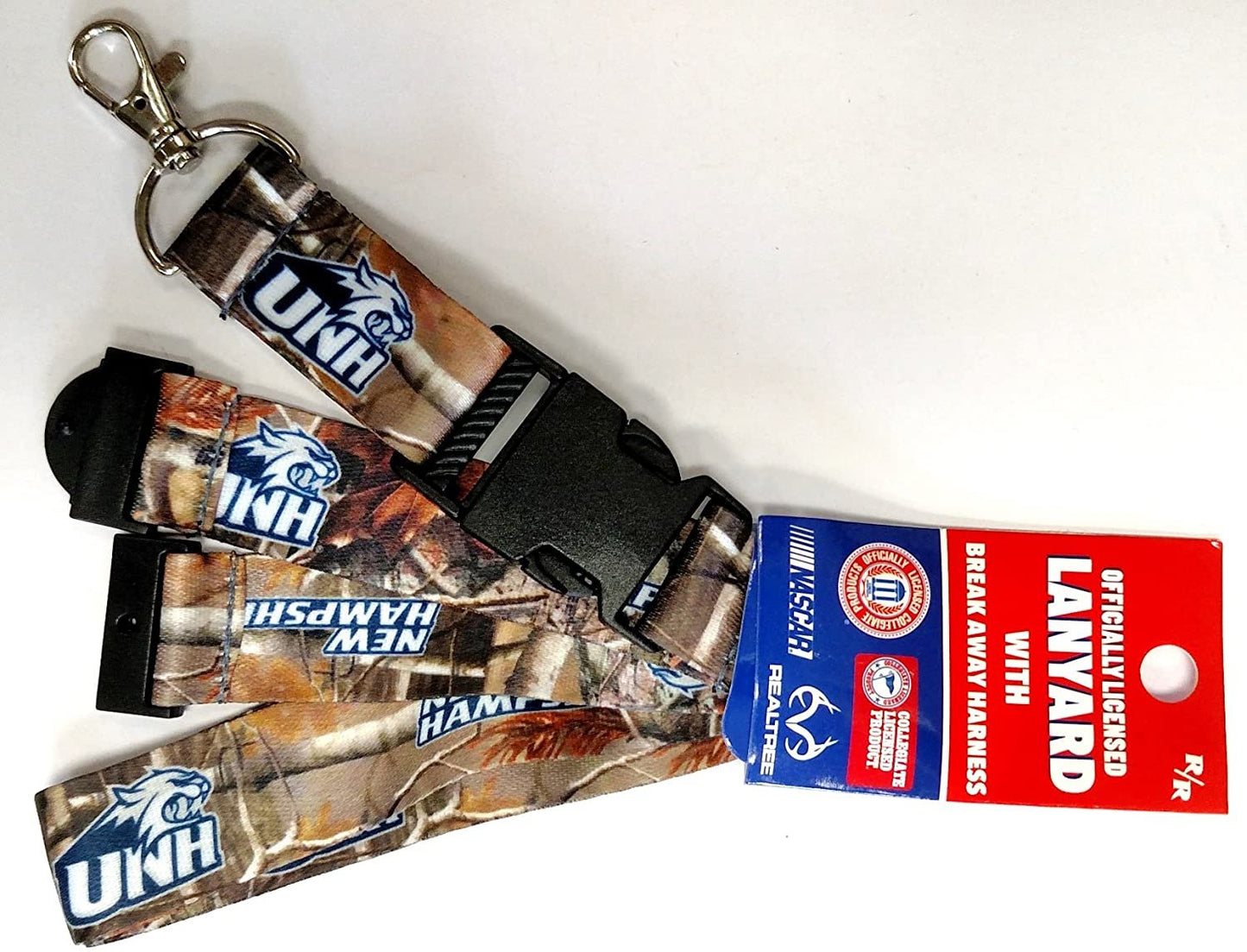 University of New Hampshire Wildcats Camo Lanyard Keychain Double Sided Breakaway Safety Design Adult 18 Inch by Fielders Choice
