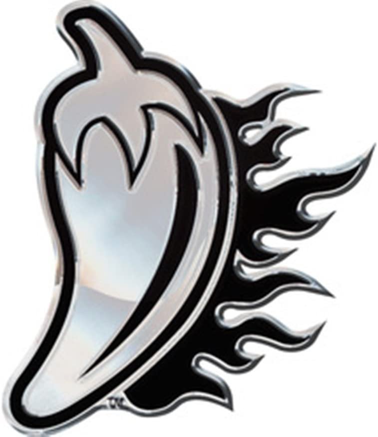 University of Louisiana Lafayette Ragin Cajuns Premium Solid Metal Raised Auto Emblem, Pepper Logo, Shape Cut, Adhesive Backing by Fielders Choice